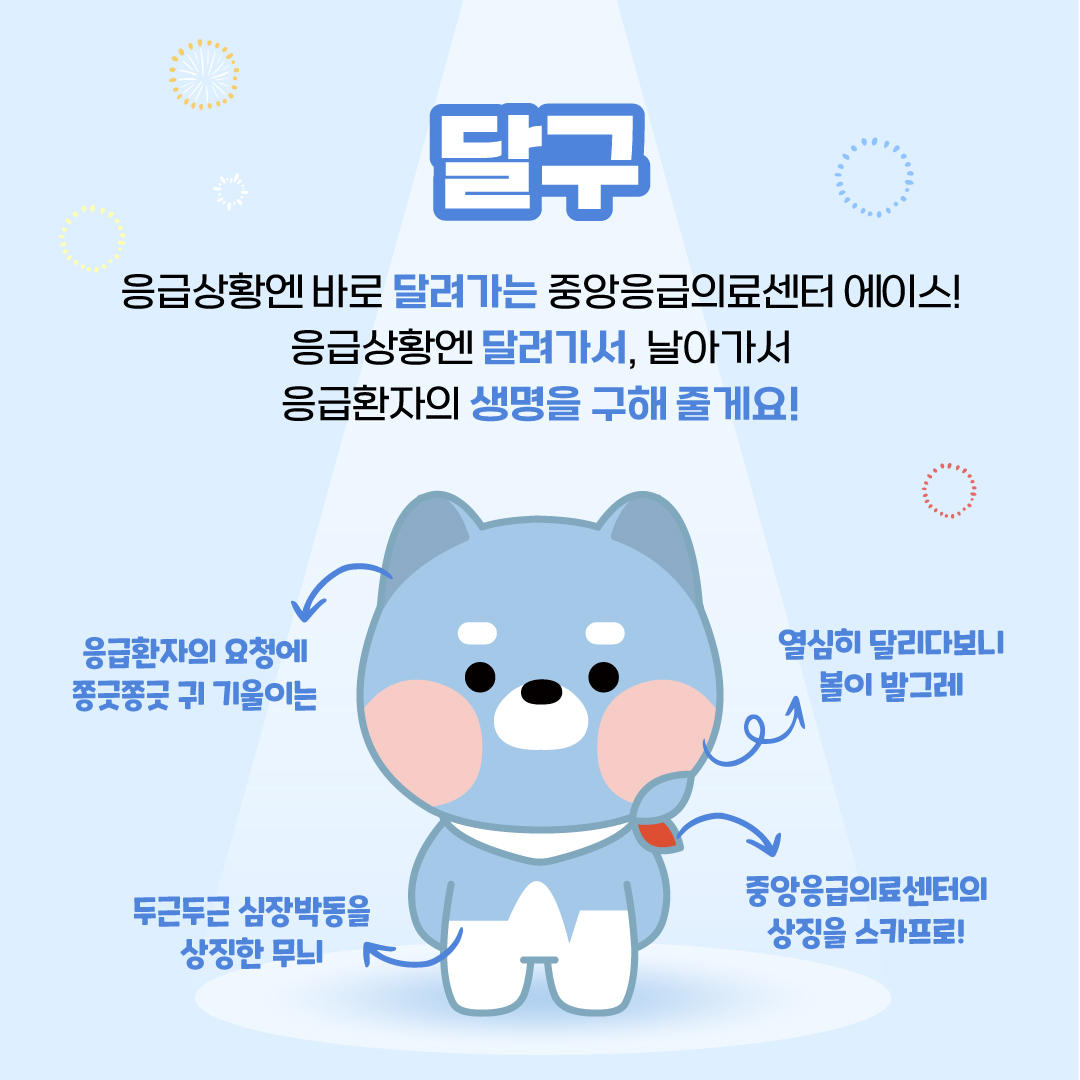 홍보자료 상세보기([응급의료 대표캐릭터] 달구, 살구 캐릭터 소스 공유) | E-GEN통합홈페이지